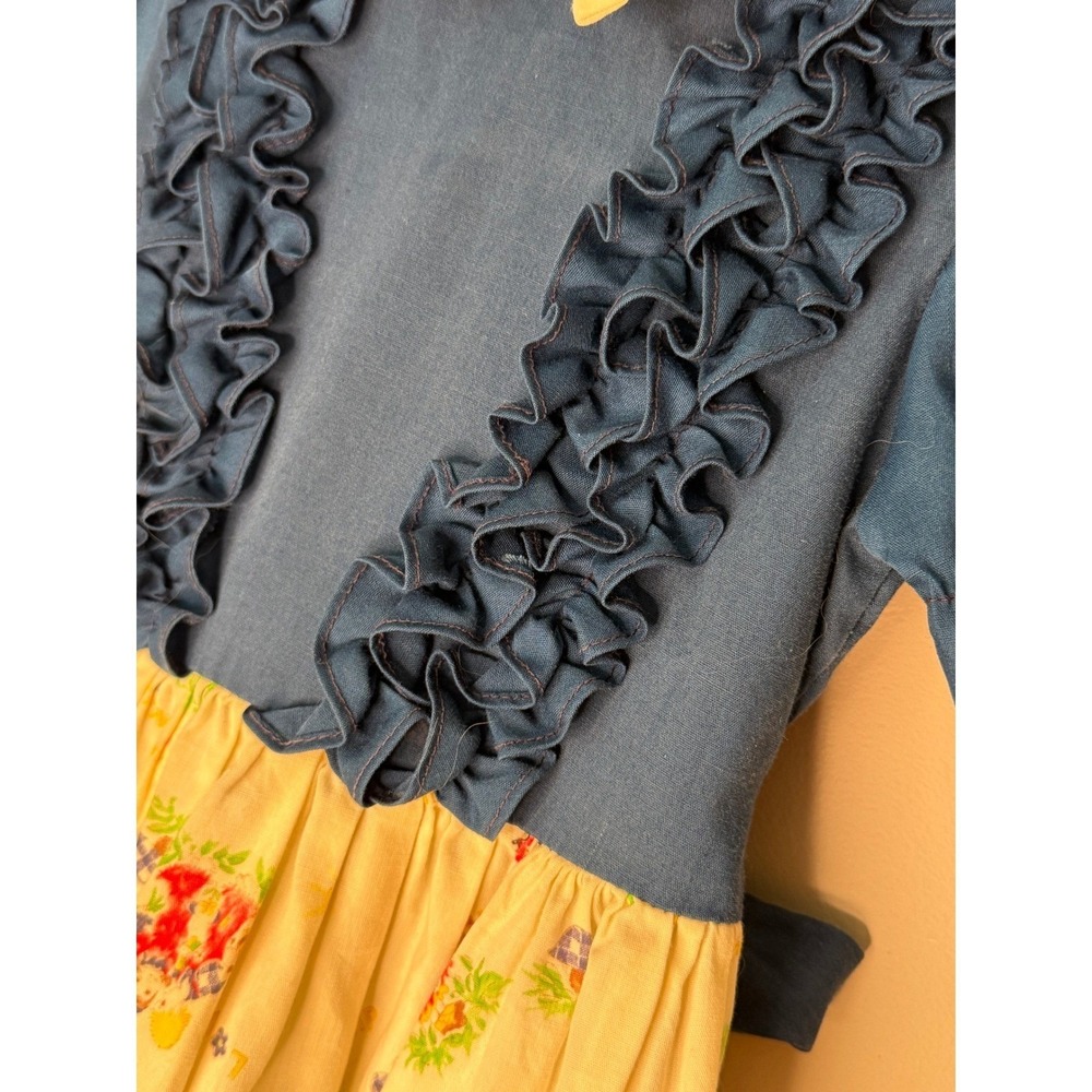 Vintage Jill Lynn Girls Blue Prairie Dress Ruffle Collar Cottagecore - Picture 8 of 8